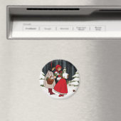 ミスタントー・ヴィンテージクリスマスを持つ3人の女の子 マグネット (インサイチュ (食洗機))