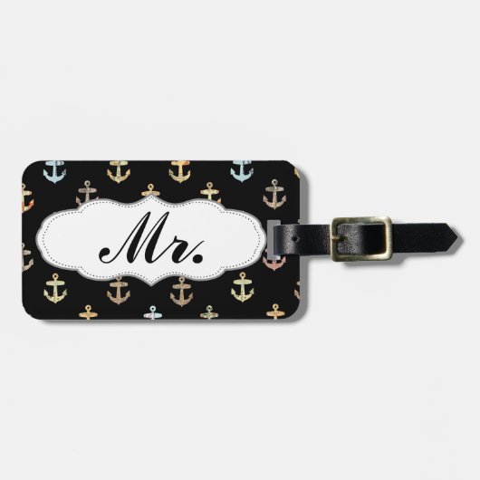 ミスターいかりパターン – ミスター・アンド・ミセス・セットの半分 ラゲッジタグ (正面横)