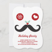 ミスターお洒落ムスタヒーおもしろいホリデーパーティー招待状 招待状 (正面)