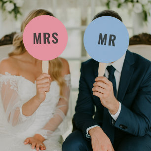 ミスターかミセス? 新郎新婦ピンクブルー結婚のゲーム ハンドファン