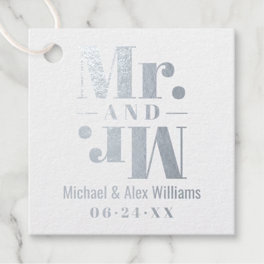 ミスターとミスター結婚ズのモノグラムの2つのgrooms金ゴールド フェイバータグ (正面)