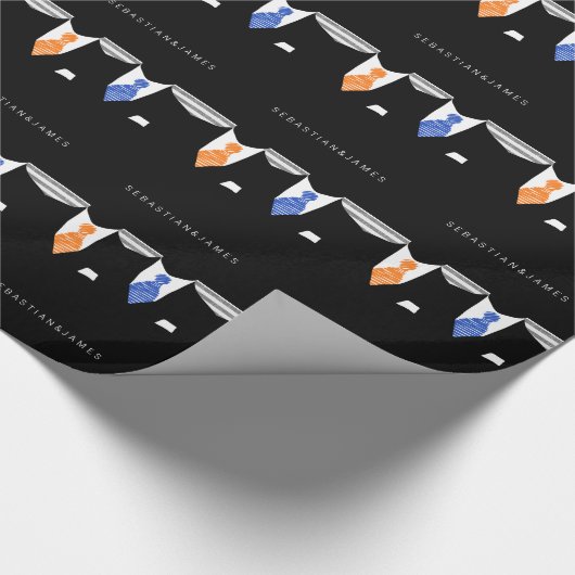 ミスターとミスター2人がタイズの服を着て結婚いる ラッピングペーパー (角)