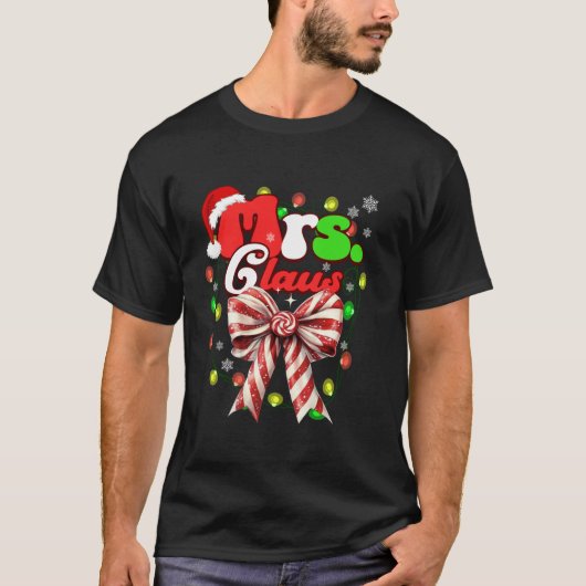 ミスターとミセスクロースクリスマスカップルのコケットBow Ca Tシャツ (正面)