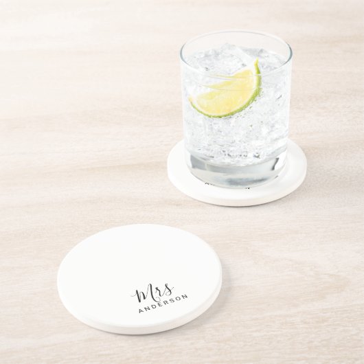 ミスターとミセス|スクリモダンプトパーソナライズされた コースター (側面)