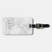 ミスターとミセス|白エレガント大理石スクリモダンプト ラゲッジタグ (正面横)