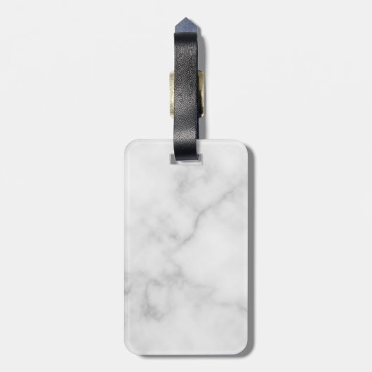 ミスターとミセス|白エレガント大理石スクリモダンプト ラゲッジタグ (裏面縦)