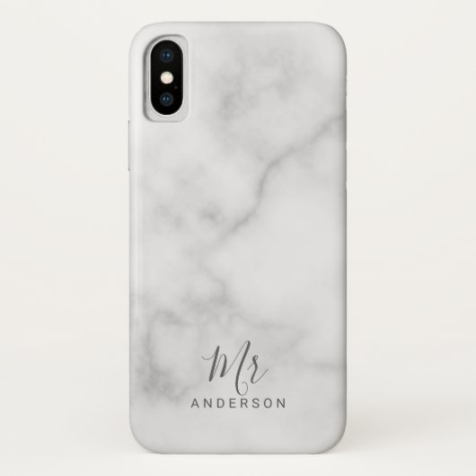 ミスターとミセス|白エレガント大理石スクリモダンプト Case-Mate iPhoneケース (裏面)