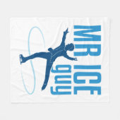 ミスターアイスガイ姿スケートで滑るメンズボーイズスケーター フリースブランケット (正面(横))