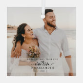 ミスターアンドミセスとして結婚後初のクリスマスフォト ガラスオーナメント (裏面)