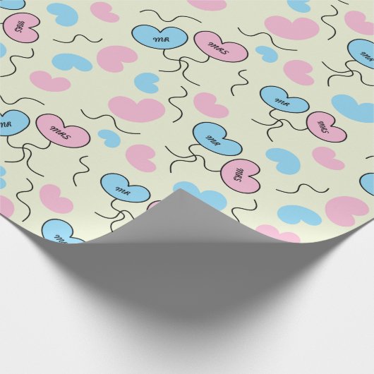 ミスターアンドミセスバルーンズ アンド ハート アニバーサリー シームレス ラッピングペーパー (角)