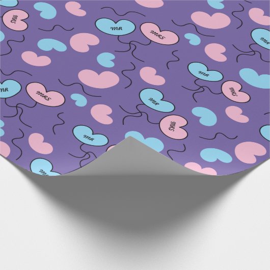 ミスターアンドミセスバルーンズ ウェディングパーティー パープル シームレス ラッピングペーパー (角)