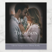 ミスターエレガント・アンド・ミセス写真の薄暗い灰色の冬の結婚式 ワインラベル (シングルラベル)