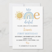 ミスターオネダーフルサンシャインレインボー誕生日招待状 招待状 (正面)