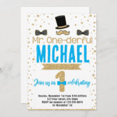 ミスターオンデァフル1歳誕生日パーティー招待状 招待状 (正面/裏面)