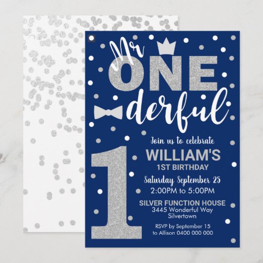 ミスターオンデァフル インビテーション ロイヤルネイビー シルバーボーイ (正面/裏面)