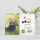 ミスターオンデァフル ゴールド コンフェッティ ファースト バースデー フォト 招待状 (スタンド正面)