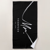 ミスターカスタム白黒モダンミニマル ビーチタオル (正面)