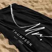 ミスターカスタム白黒モダンミニマル ビーチタオル