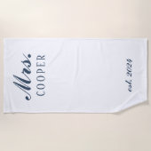 ミスターカスタム&ミセス・ハネムーン・ギフト新婚グレー ビーチタオル (正面)