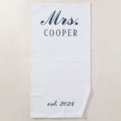 ミスターカスタム&ミセス・ハネムーン・ギフト新婚グレー ビーチタオル (正面)