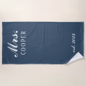 ミスターカスタム&ミセス・ハネムーン・ギフト新婚グレー ビーチタオル (正面)