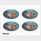 ミスターキツネシール動物シールビクトリアンキツネ 楕円形シール (シート)