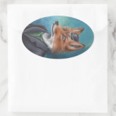 ミスターキツネシール動物シールビクトリアンキツネ 楕円形シール (バッグ)