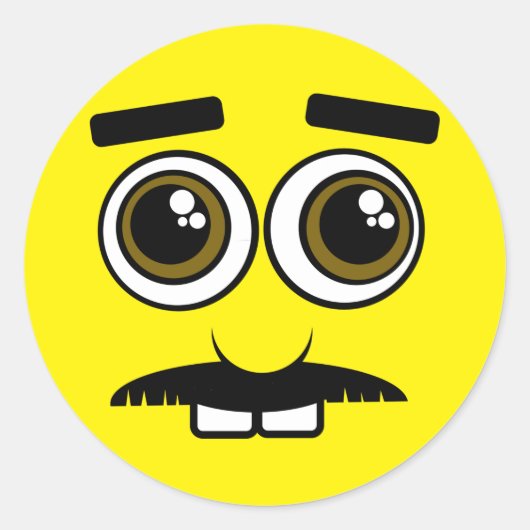 ミスタークラーレスエモジ顔 ラウンドシール (正面)