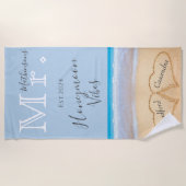 ミスターダスティブルービーチ結婚式2ハート砂 | His ビーチタオル (正面)