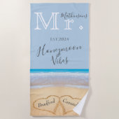 ミスターダスティブルービーチ結婚式2ハート砂 | His ビーチタオル (正面)