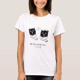 ミスターネコとミスターベア かわいい動物の友達Tシャツ Tシャツ