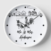 ミスターパーソナライズされた・アンド・ミセス・チキンズ・ルースター・ヘン・ファーム 壁時計 (正面)