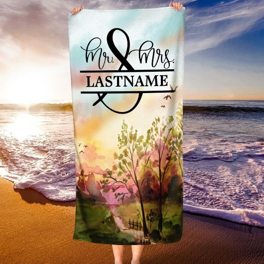 ミスターパーソナライズされた・アンド・ミセス・ビーチ・タオル・ハネムーン ビーチタオル
