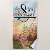 ミスターパーソナライズされた・アンド・ミセス・ビーチ・タオル・ハネムーン ビーチタオル (正面)