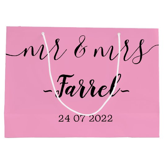 ミスターパーソナライズされた・ミセス・ウェディング・デイ大抱き枕 ラージペーパーバッグ (裏面)