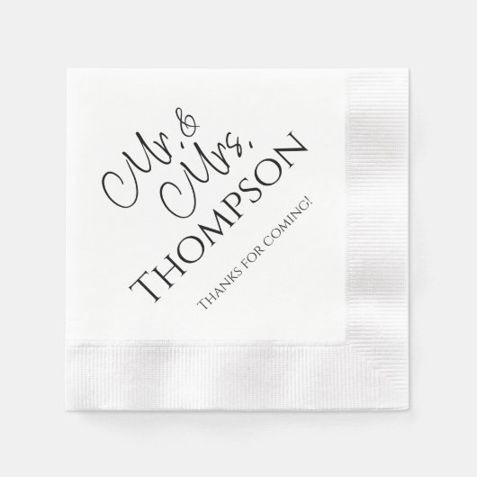 ミスターミセス・ウェディング・レセプション・カクテルナプキンス 縁ありカクテルナプキン (正面)