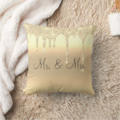 ミスターミセス・金ゴールド・グリッター結婚の形見エレガント クッション (ブランケット)