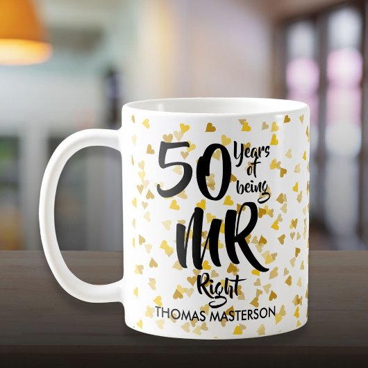 ミスターライトとミセス・オールウェイズ・ライト 結婚50周年記念 コーヒーマグカップ