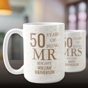 ミスターライト ファン 50周年 結婚記念日 ゴールドハート コーヒーマグカップ