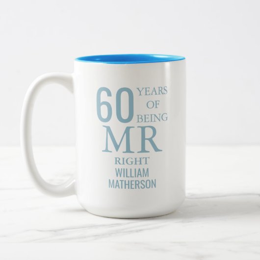 ミスターライト ファン 60回目の結婚記念日 ツートーンマグカップ (左)