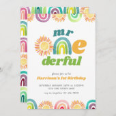 ミスターワンダーフルボホファースト誕生日レインボー 招待状 (正面/裏面)