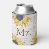 ミスター素朴ホワイトウッドシック黄色ひまわり 缶クーラー (缶正面)