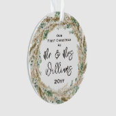 ミスター結婚したとして最初のクリスマス新婚のお母さん オーナメント (正面)