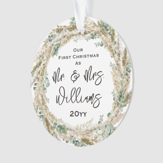 ミスター結婚したとして最初のクリスマス新婚のお母さん オーナメント (正面)