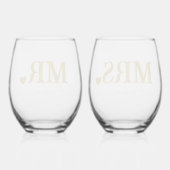 ミスター・アンド・パーソナライズされたミセス結婚 ステムなしワイングラス (裏面)