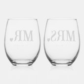 ミスター・アンド・パーソナライズされたミセス結婚 ステムなしワイングラス (裏面)