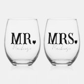 ミスター・アンド・パーソナライズされたミセス結婚 ステムなしワイングラス (正面)