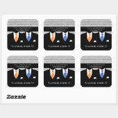 ミスター・アンド・ミスター・オレンジ・アンド・ブルーゲイのテーブ結婚ル・ナンバー スクエアシール (シート)