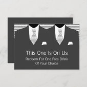 ミスター・アンド・ミスター・グレーのスーツとタイのゲイ結婚 サンキューカード (正面/裏面)