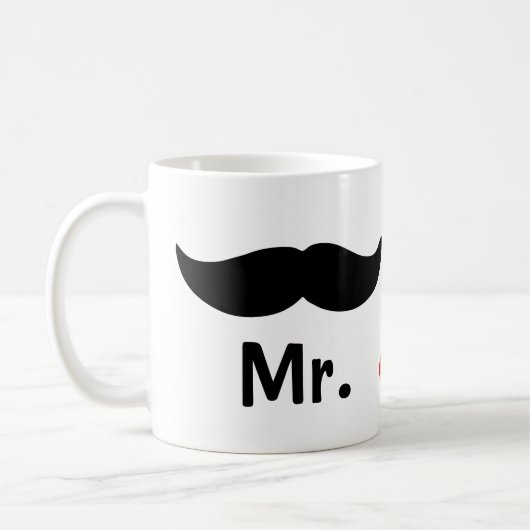 ミスター・アンド・ミスター・ムスタッシュ・ゲイ結婚ズ コーヒーマグカップ (左)